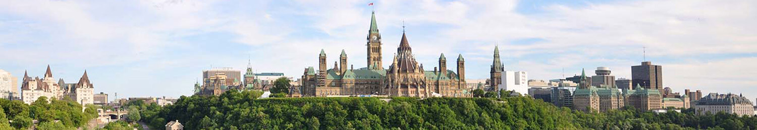 A view of the parliament buildings in Ottawa, Ontario, Canada.