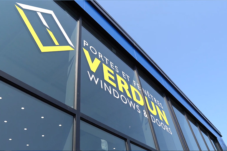 An outside, upward view of the Verdun Windows and Doors production plant in Vars, Ontario.