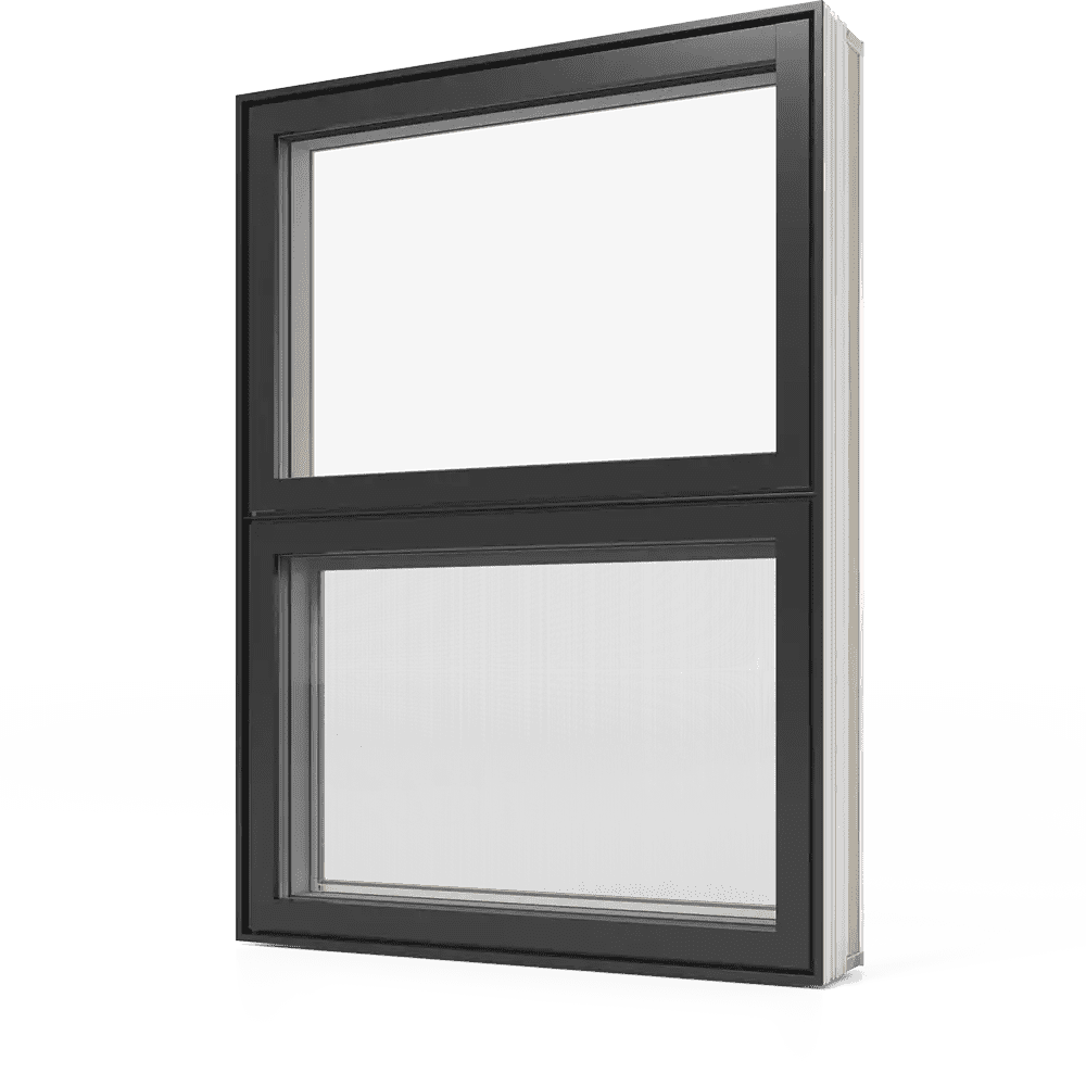 A partially open RevoCell awning window with black exterior colour