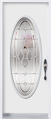 Porte avec insert en verre décoratif de forme personnalisée