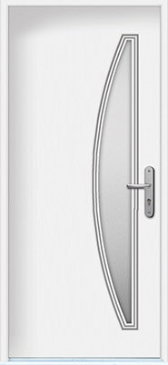 Porte moderne avec insertion de verre demi-lune verticale modifiée