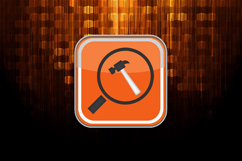 The RenovationFind logo on an abstract background of orange streaks.