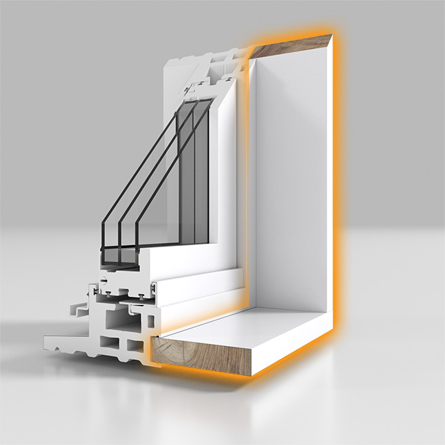 Fenêtres à guillotine - Extension intérieure en bois recouverte de PVC