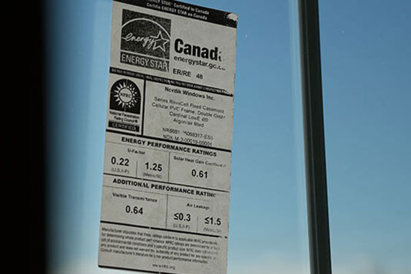 A close-up look at an Energy Star label on a Verdun window.