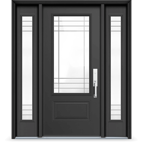 Une porte en fibre de verre de couleur noire
