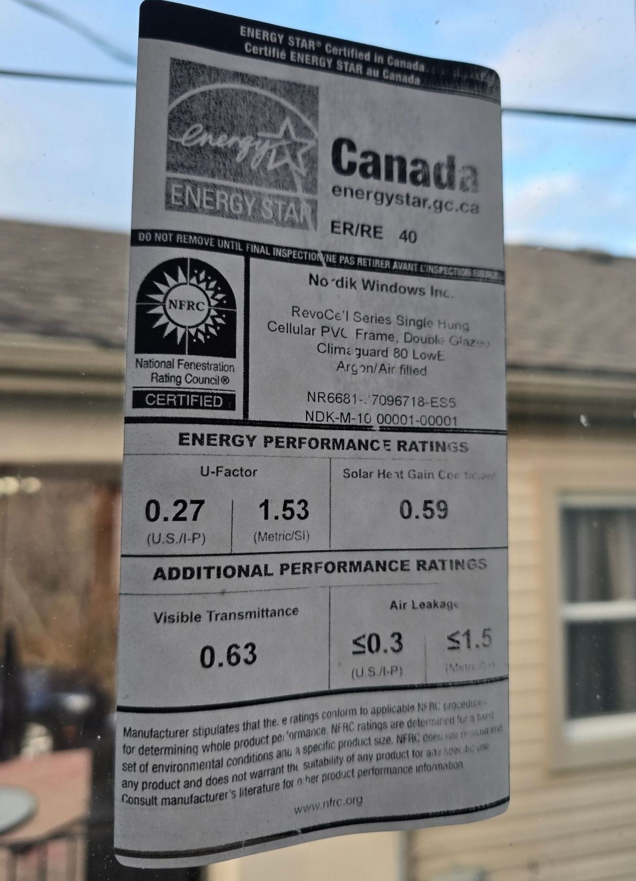 ENERGY STAR certification label on a window