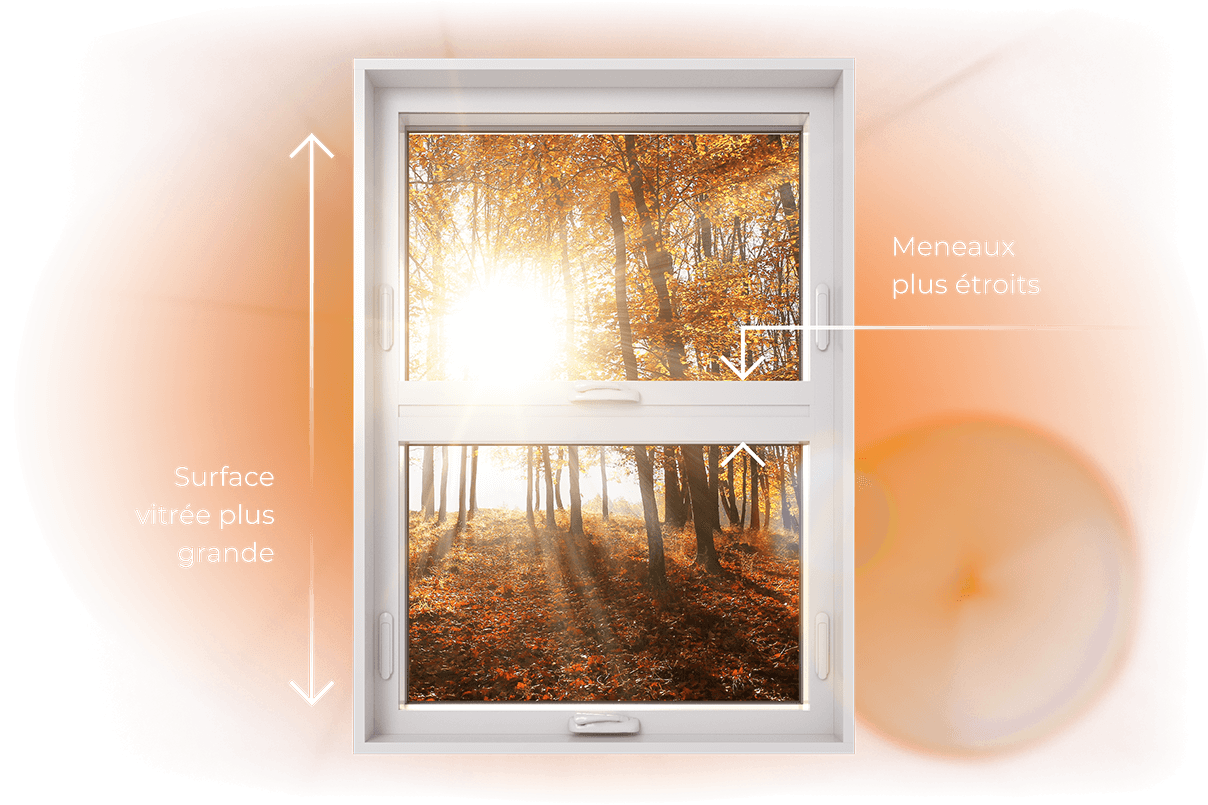 Une fenêtre à auvent RevoCell mettant en valeur ses meneaux plus fins et sa plus grande surface vitrée, les rendant plus lumineux.