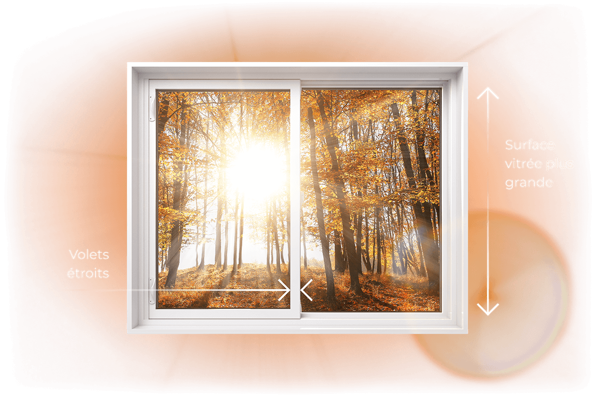 Une fenêtre coulissante RevoCell mettant en valeur ses meneaux plus fins et sa plus grande surface vitrée, les rendant plus lumineux.